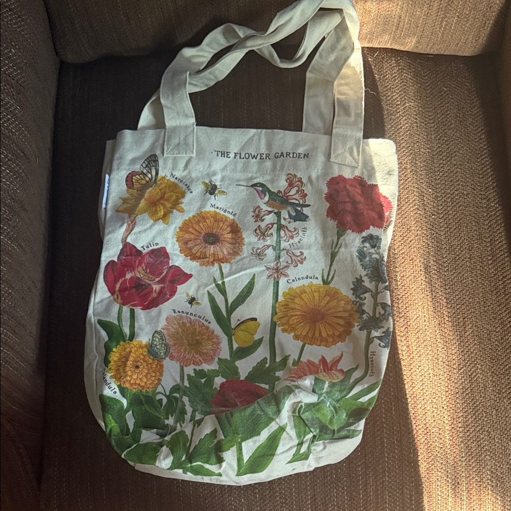 Cavalini Floral Canvas Tote with Red and Green Accents